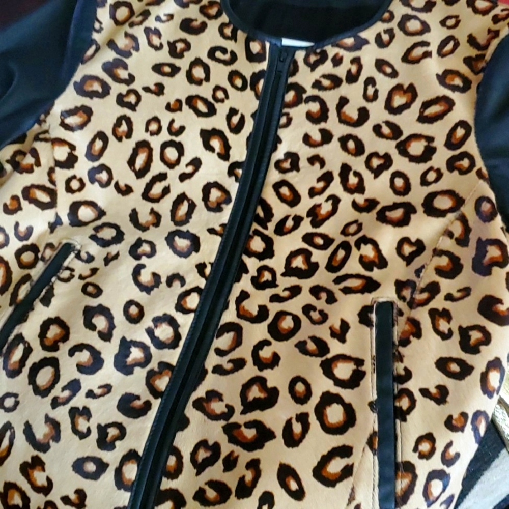 NWOT Theory Genuine Leather/Pony Hair Jacket Elka SzM